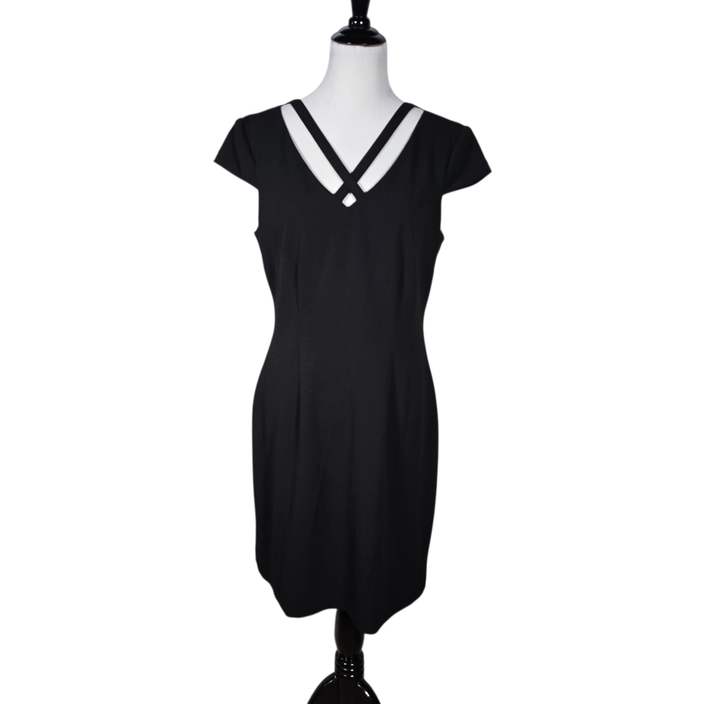 Connected Apparel Size 10 Short-sleeve Cross- Front Sheath Dress NWT